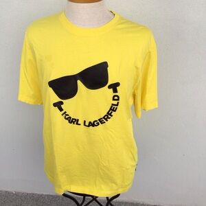 Karl Lagerfeld Smiley World Yellow Graphic T-Shirt XL Excellent